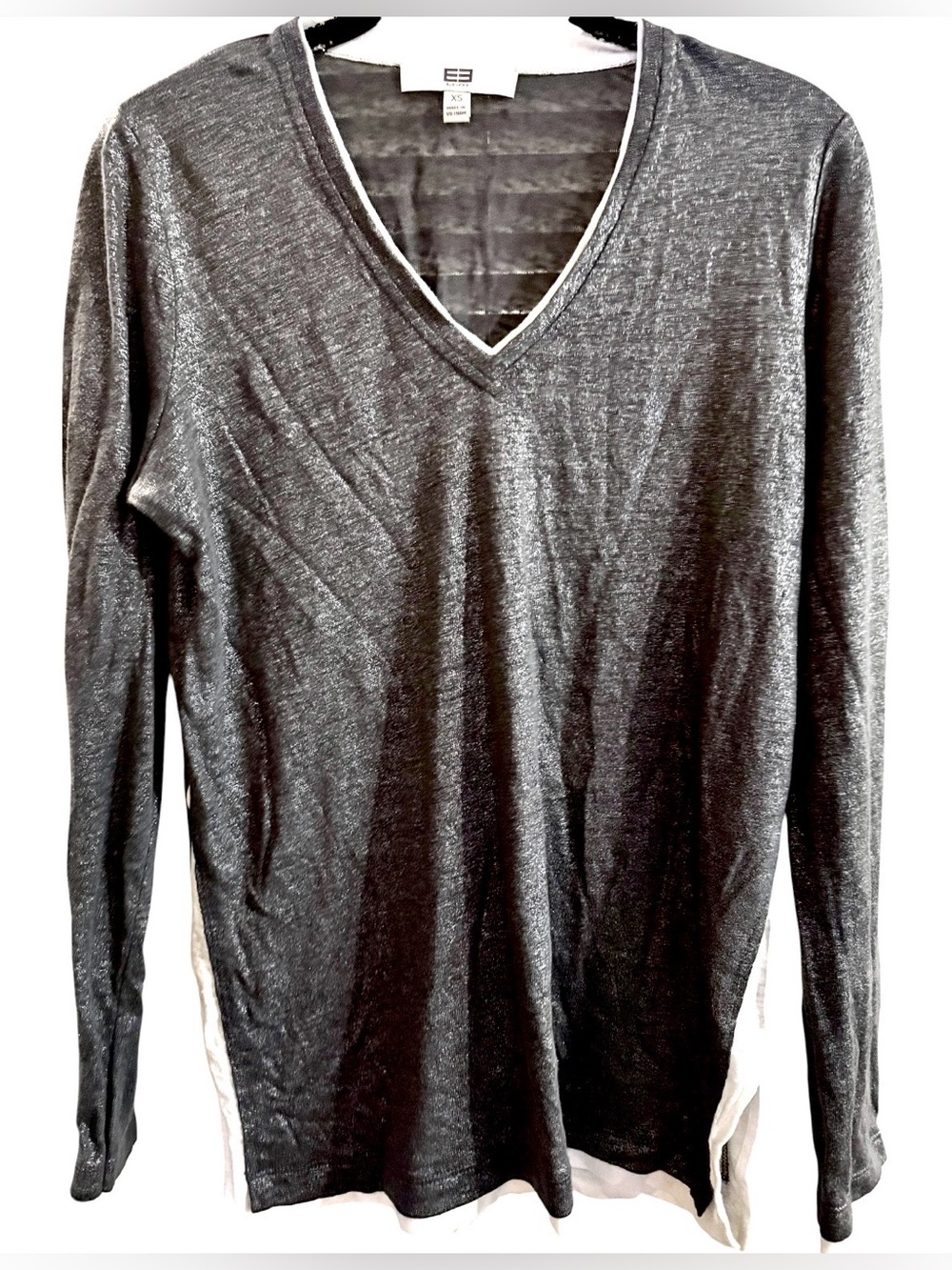 EE By Etcetera Women’s V Neck Casual Layered Lined Athletic Shirt